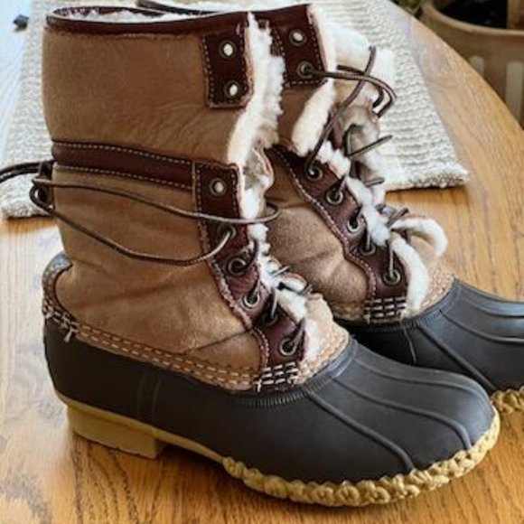Women's LL Bean Insulated Fur Lined Tall Bean Boots - Picture 1 of 5
